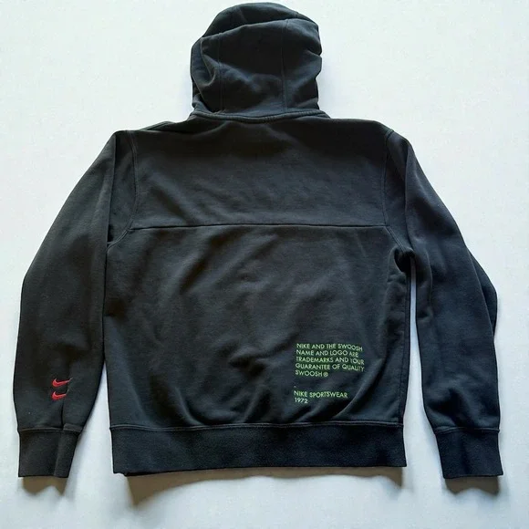 Nike Swoosh Mens Small Hoodie Black Pullover Spell Out Logo Sportswear Excellent - Picture 2 of 9